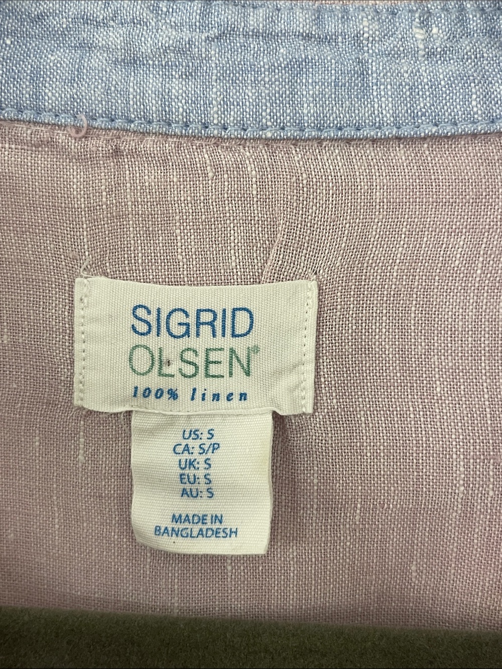 Sigrid Olsen 100% Linen Blush Pink Roll Tab Button Up Shirt Size Small - Picture 2 of 7